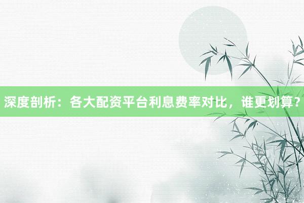 深度剖析：各大配资平台利息费率对比，谁更划算？