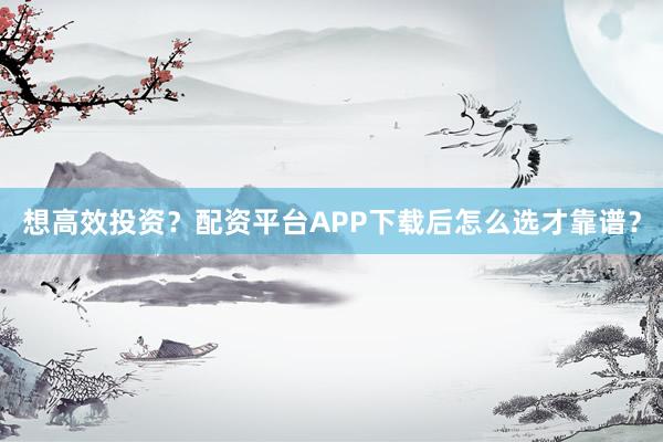 想高效投资？配资平台APP下载后怎么选才靠谱？