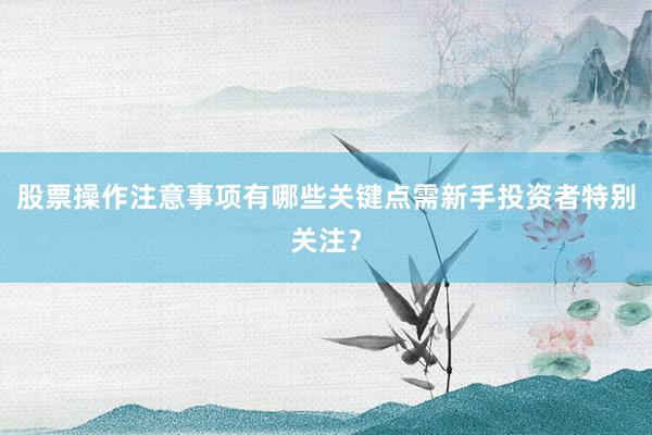 股票操作注意事项有哪些关键点需新手投资者特别关注？