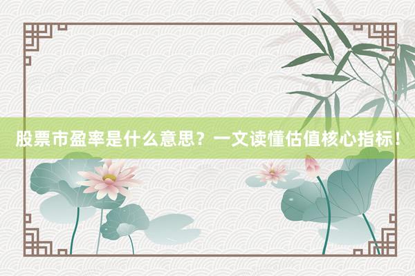 股票市盈率是什么意思？一文读懂估值核心指标！