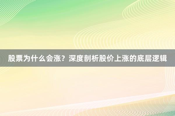 股票为什么会涨？深度剖析股价上涨的底层逻辑