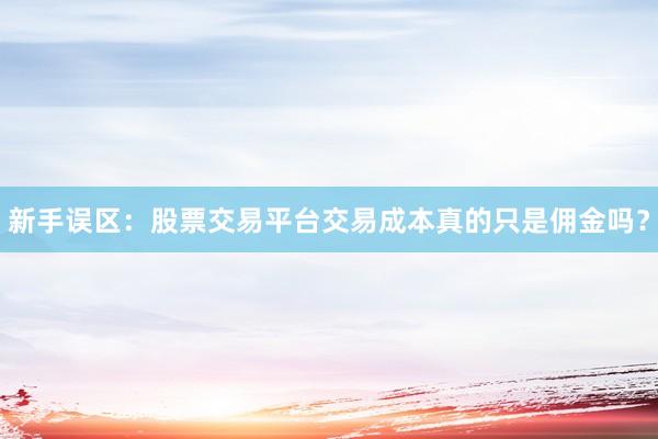 新手误区：股票交易平台交易成本真的只是佣金吗？