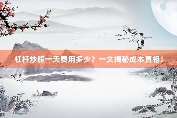 杠杆炒股一天费用多少？一文揭秘成本真相！