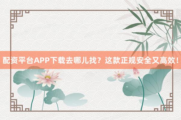 配资平台APP下载去哪儿找？这款正规安全又高效！