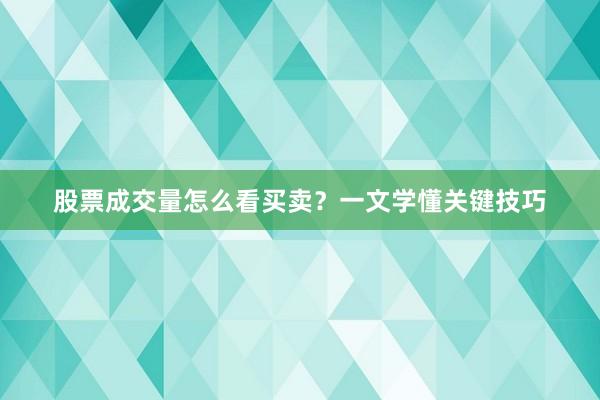 股票成交量怎么看买卖？一文学懂关键技巧